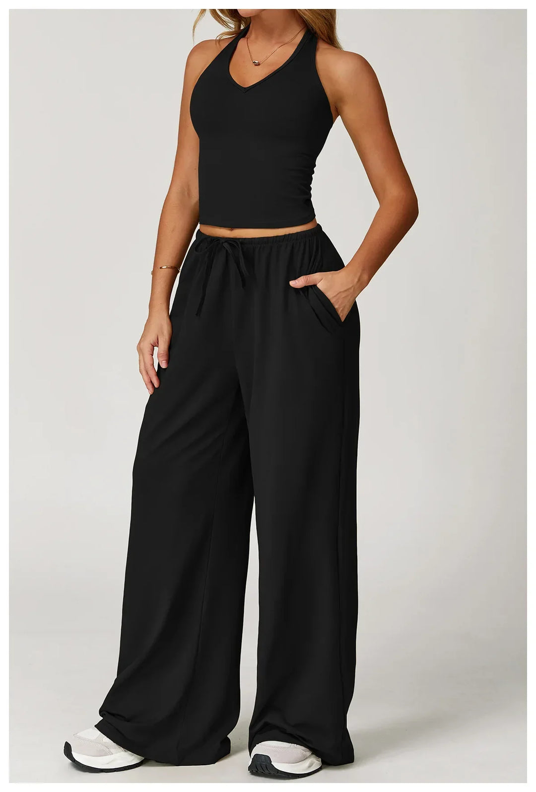 Pantalones de pernera ancha, holgados, informales de invierno para mujer
