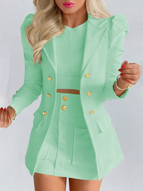 Conjunto sastre de blazer y falda para mujer