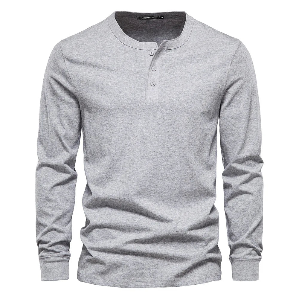Stylish Men’s Long-Sleeve Henley Shirt