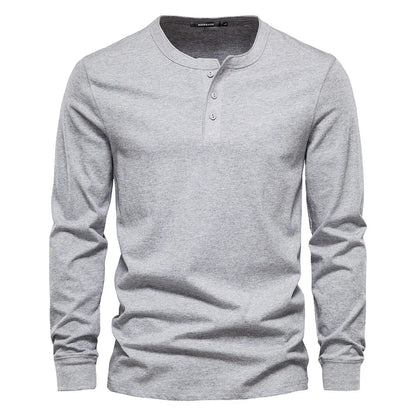 Stylish Men’s Long-Sleeve Henley Shirt