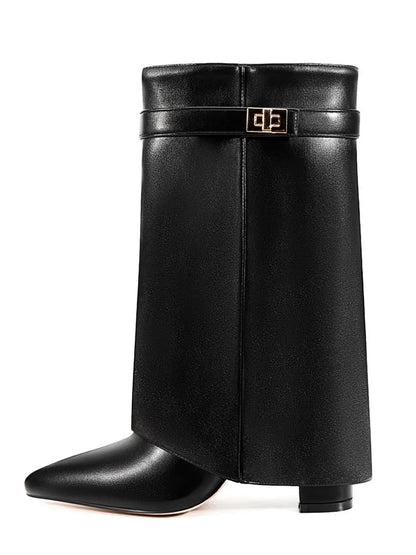 Botas bucaneras de cuero para mujer con hebilla