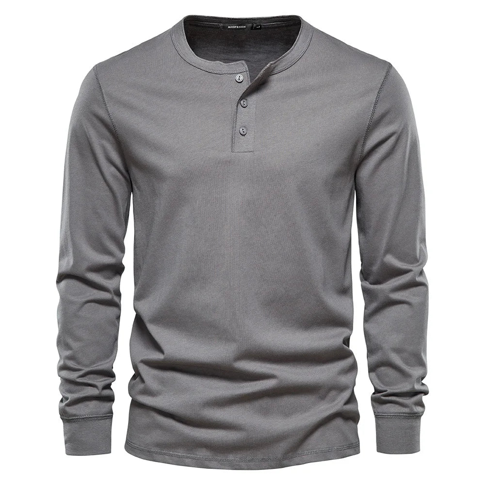 Stylish Men’s Long-Sleeve Henley Shirt