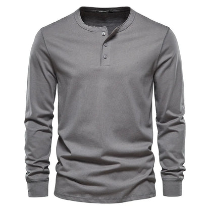 Stylish Men’s Long-Sleeve Henley Shirt