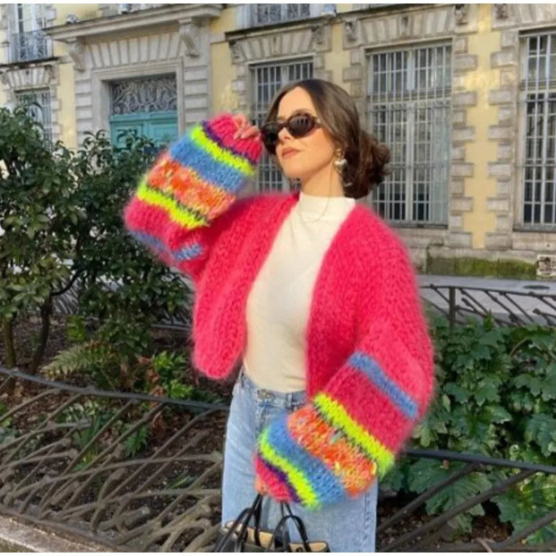 Cozy Multicolor Knitted Cardigan for Women