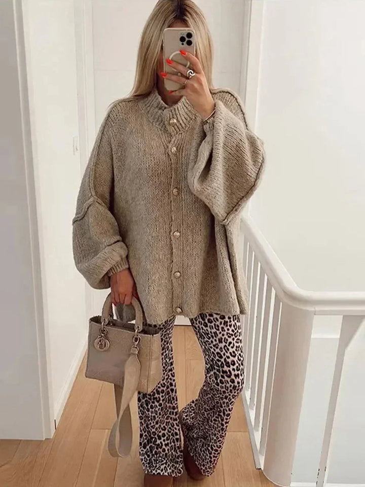 Oversized Button-Down Cardigan for Women