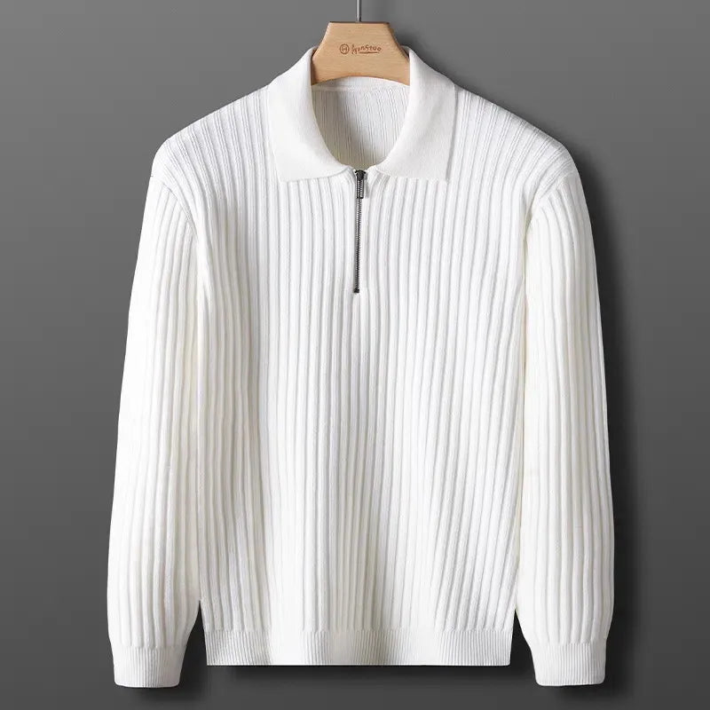 Stylish Ribbed Sweater for Men with Zip
