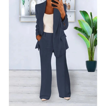Chic Formal Suit Set with Tailored Long Blazer for Women