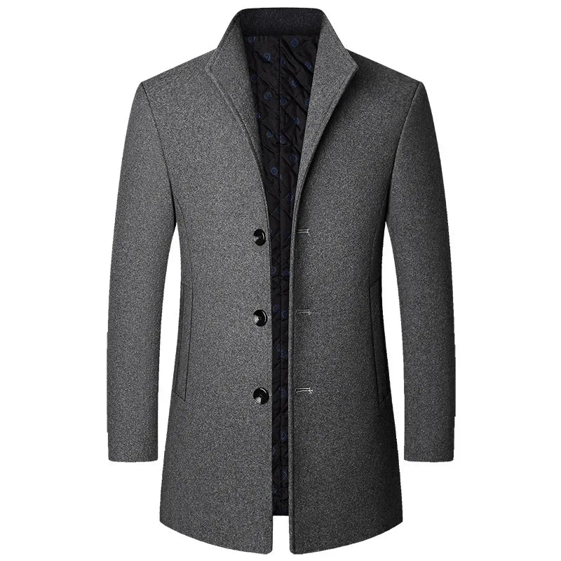 Gabardina larga sofisticada para hombre con botones