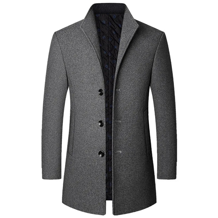 Men’s Sophisticated Long Overcoat With Buttons