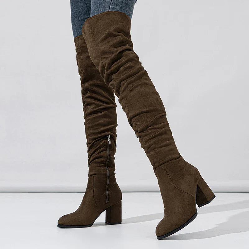 Botas de tacón para mujer por encima de la rodilla elegantes