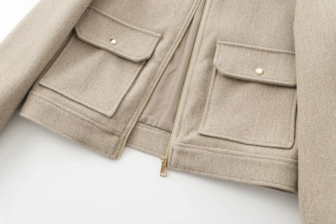Women’s Zippered Wool Bomber Jacket