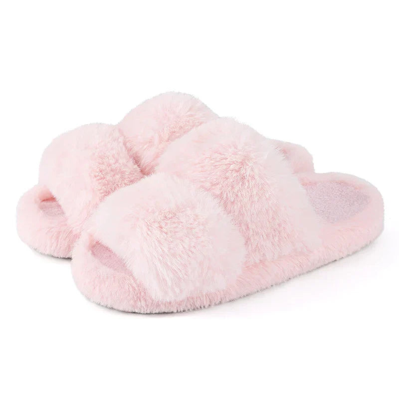 Pantuflas tipo sandalia de piel sintética cómodas para mujer