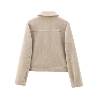 Women’s Zippered Wool Bomber Jacket