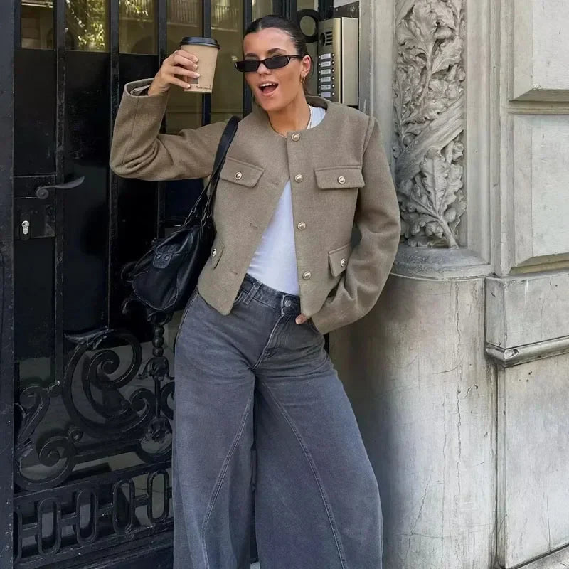 Chaqueta blazer corta para mujer