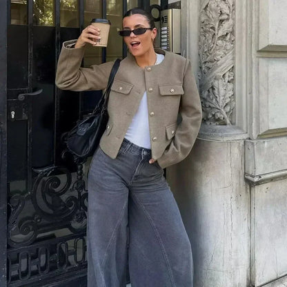 Chaqueta blazer corta para mujer