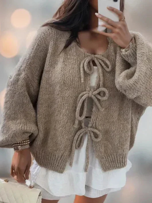 Women’s Chunky Winter Knotted Front Cardigan
