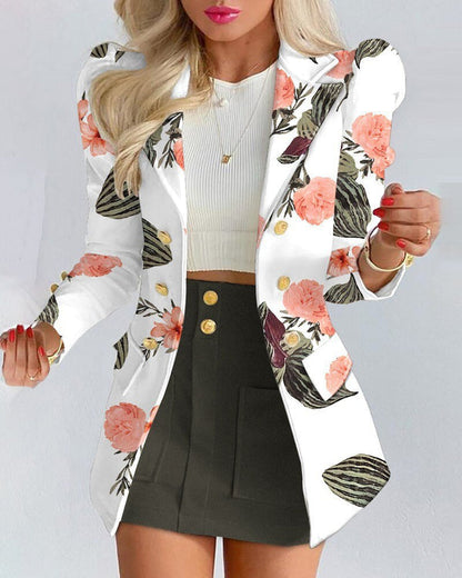 Conjunto sastre de blazer y falda para mujer