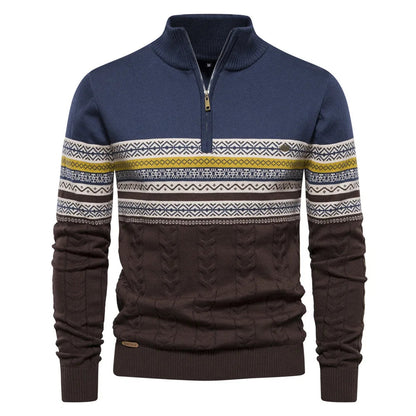 Stylish Fair Isle Half Zip Sweater