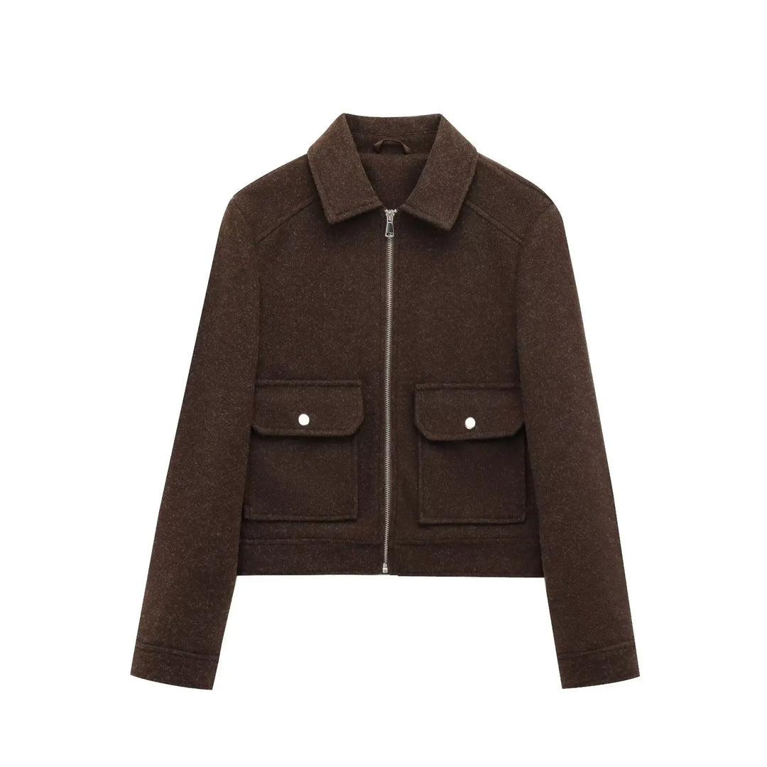 Women’s Zippered Wool Bomber Jacket