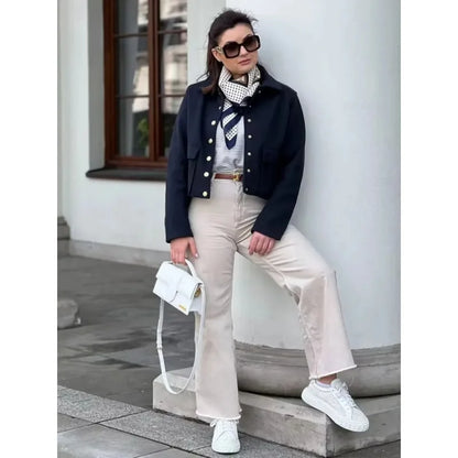 Women’s Chic Button Front Short Jacket