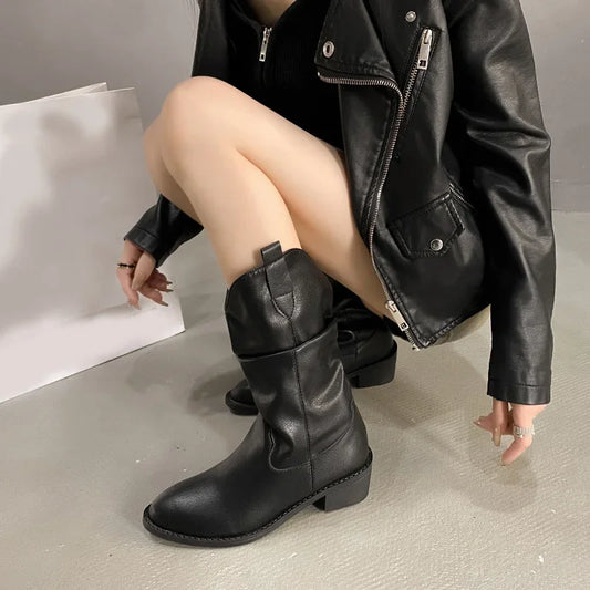Slouchy Leather Knee High Boots