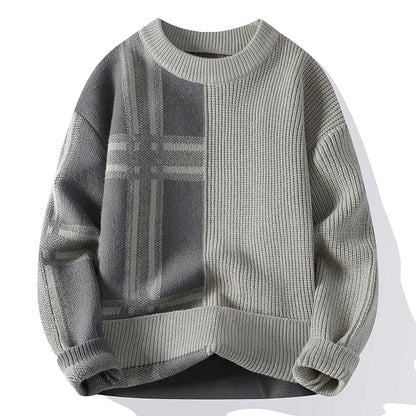 Suéter de cuello redondo para hombre con bloques de color de invierno