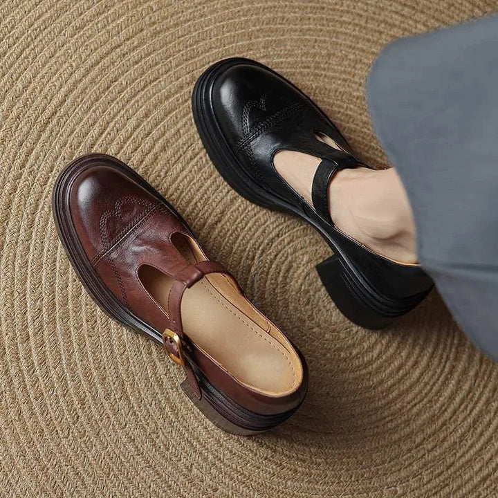 Classic Women’s Leather T-Strap Shoes