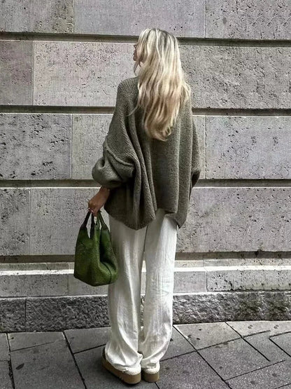 Oversized Button-Down Cardigan for Women