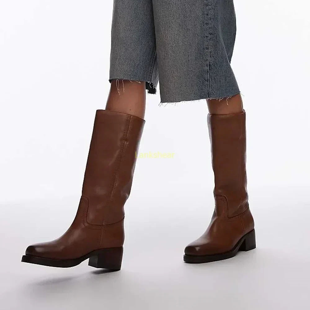 Elegant Leather Knee High Boots