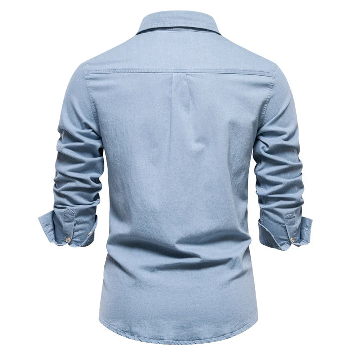 Men’s Light Blue Denim Button-Up Shirt