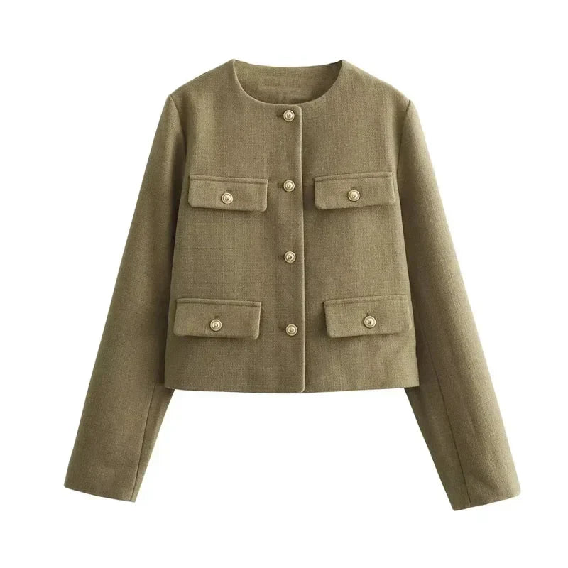 Chaqueta blazer corta para mujer