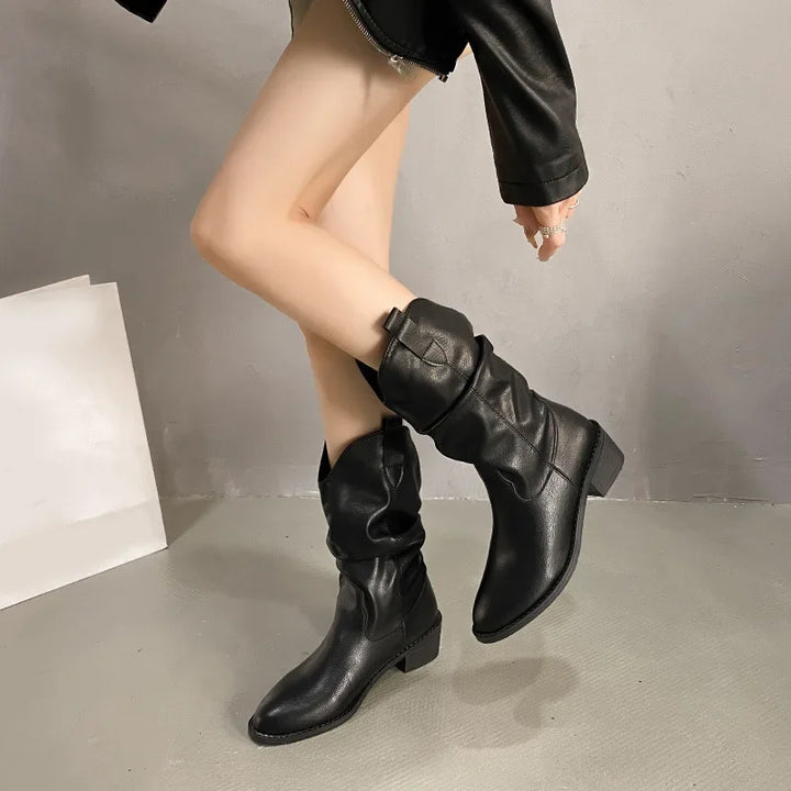 Slouchy Leather Knee High Boots