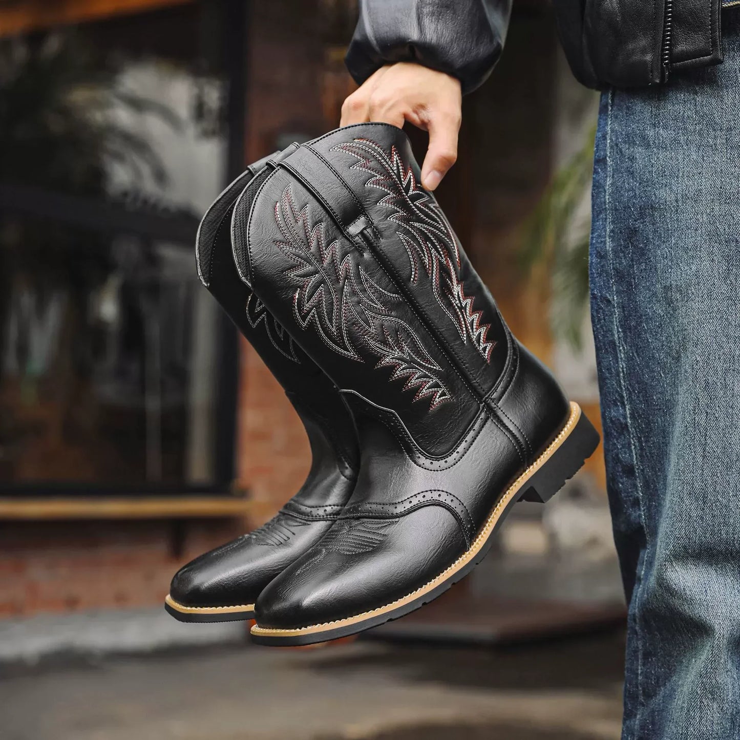 Western Style Leather Cowboy Boots for Men