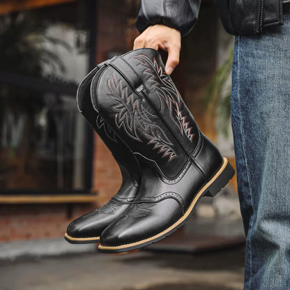 Western Style Leather Cowboy Boots for Men