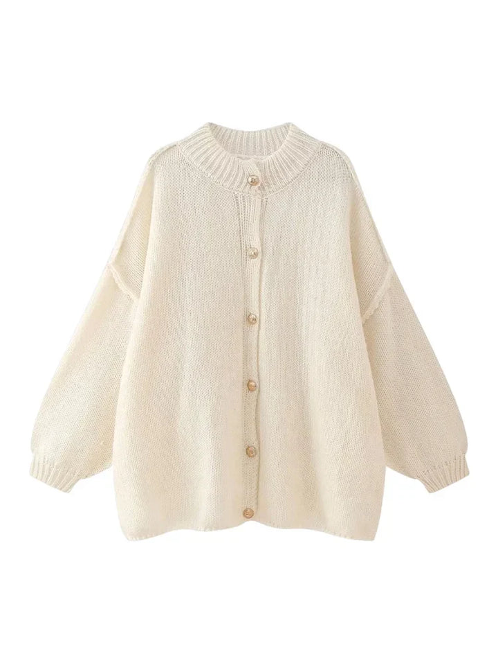 Oversized Button-Down Cardigan for Women