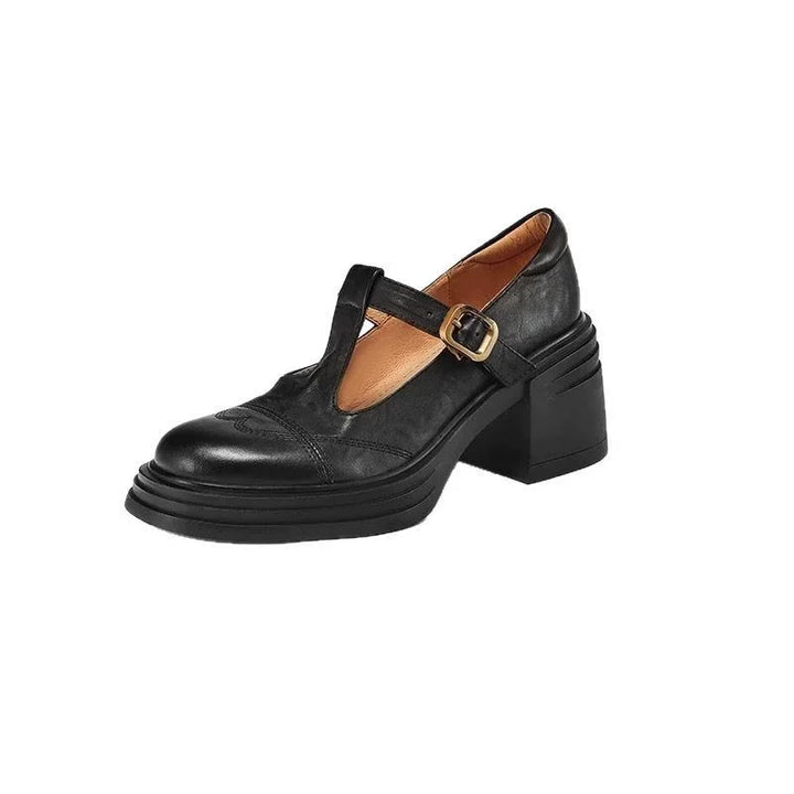 Classic Women’s Leather T-Strap Shoes