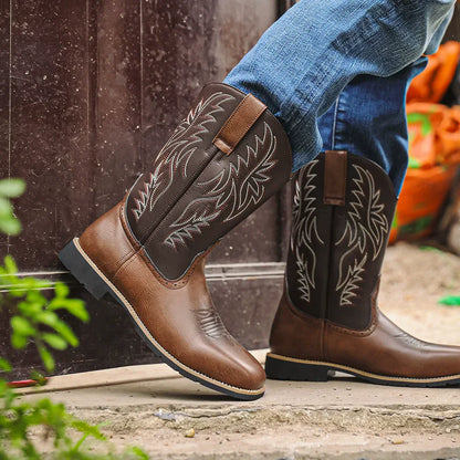 Western Style Leather Cowboy Boots for Men