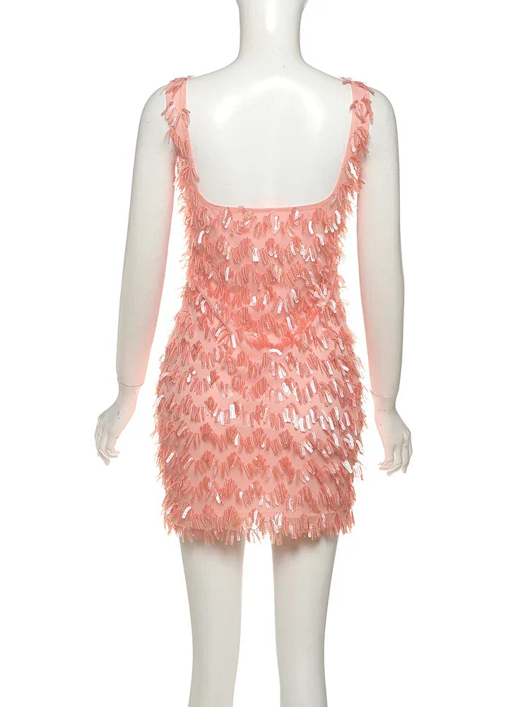 Women’s Cocktail Dress with Fringe Feathers