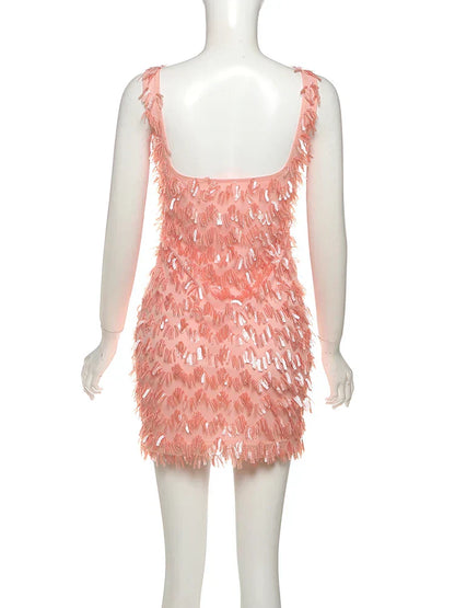 Women’s Cocktail Dress with Fringe Feathers