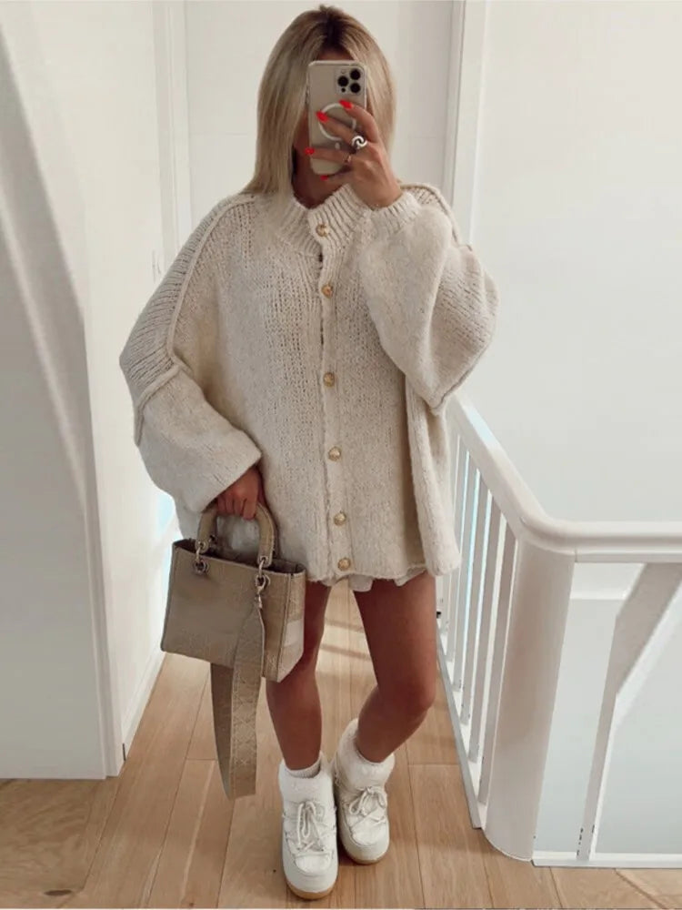 Women’s Winter Relaxed Fit Knit Button Cardigan