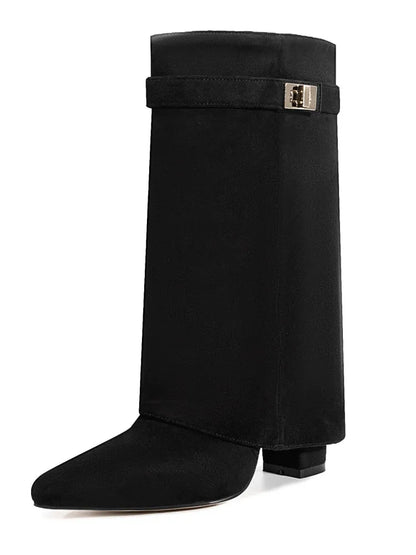 Botas bucaneras de cuero para mujer con hebilla