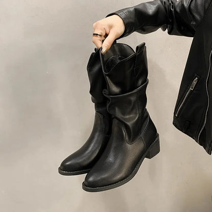 Slouchy Leather Knee High Boots