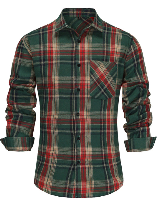 Men's Winter Plaid Button-Up Shirt