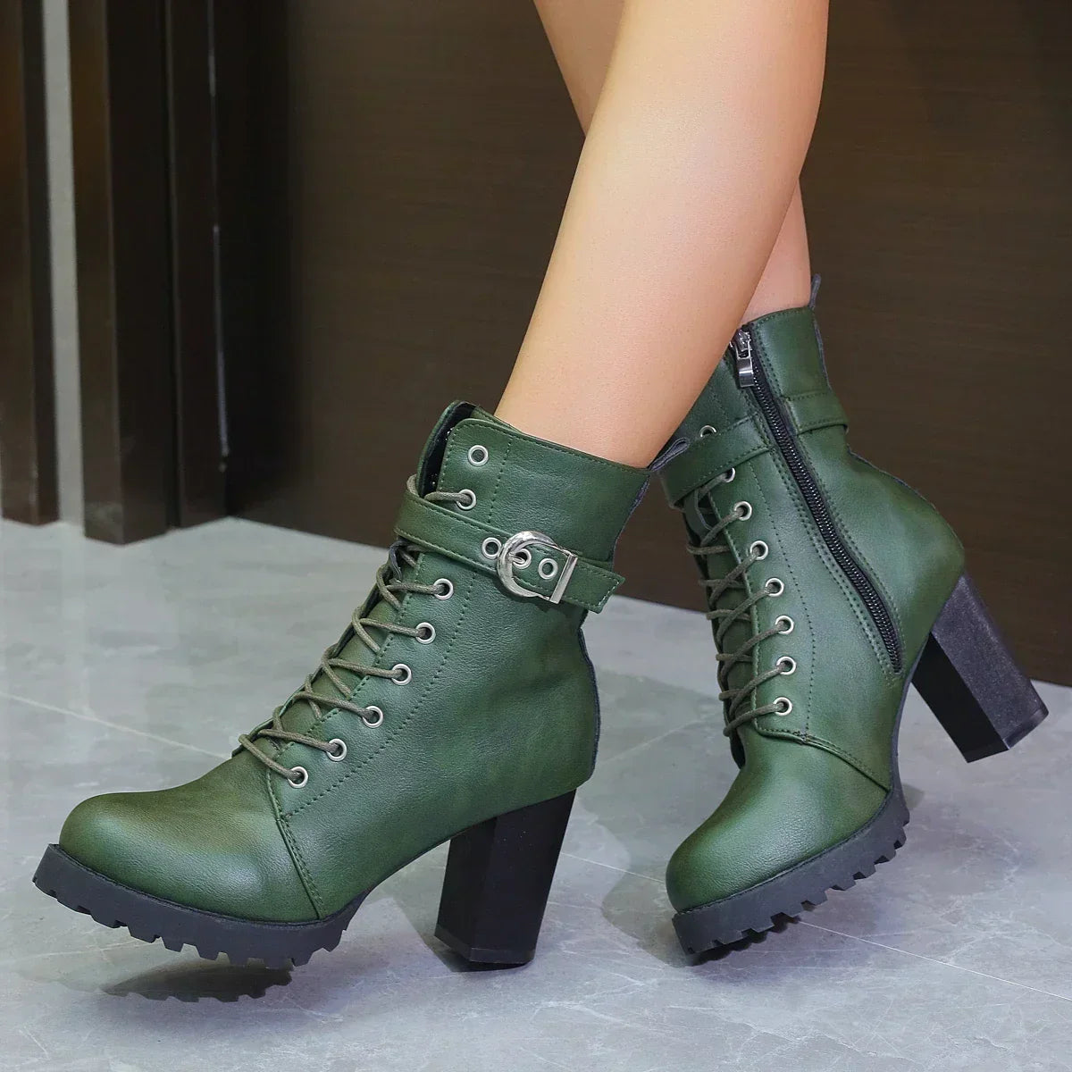 Women’s Trendy Zip Ankle Boots With Lace