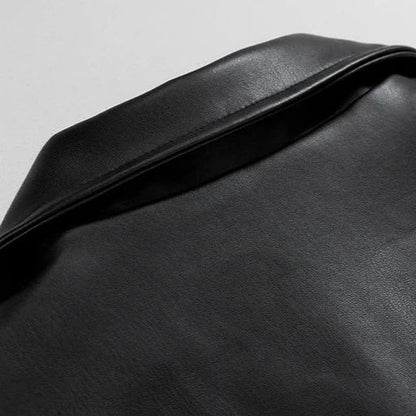 Cazadora bomber de cuero oversize para hombre