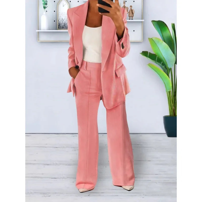 Chic Formal Suit Set with Tailored Long Blazer for Women