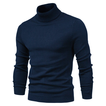 Suéter de cuello alto de punto cálido para hombre