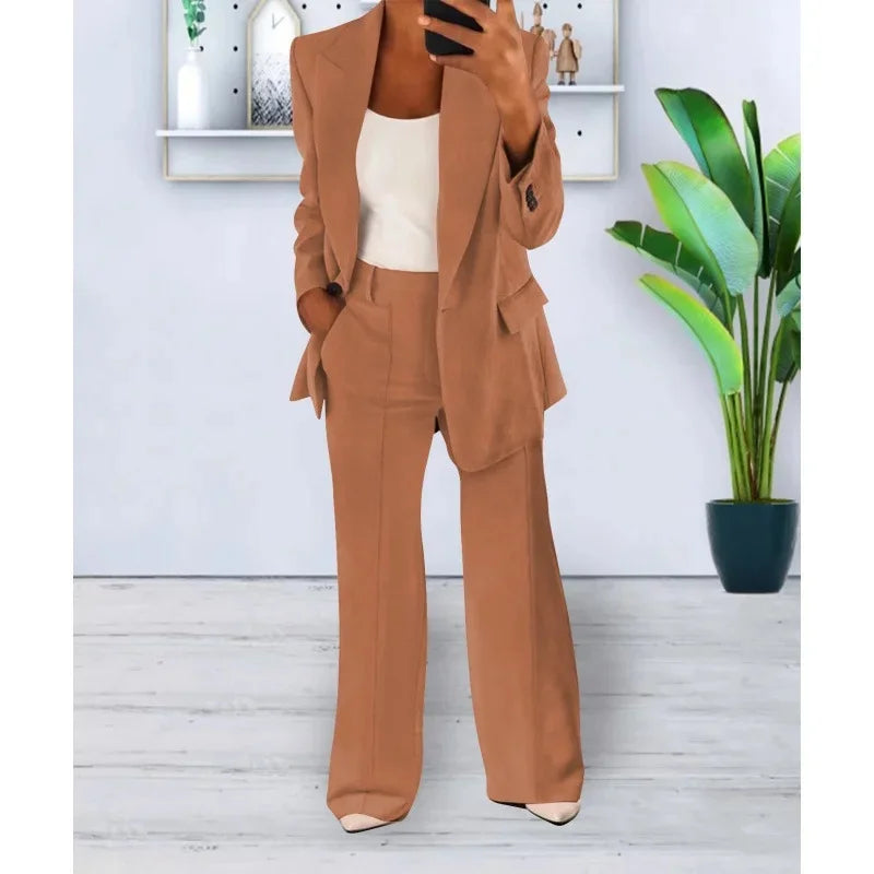 Chic Formal Suit Set with Tailored Long Blazer for Women