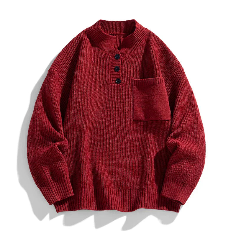 Suéter de punto con botones de invierno para hombre