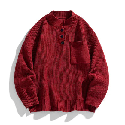 Suéter de punto con botones de invierno para hombre